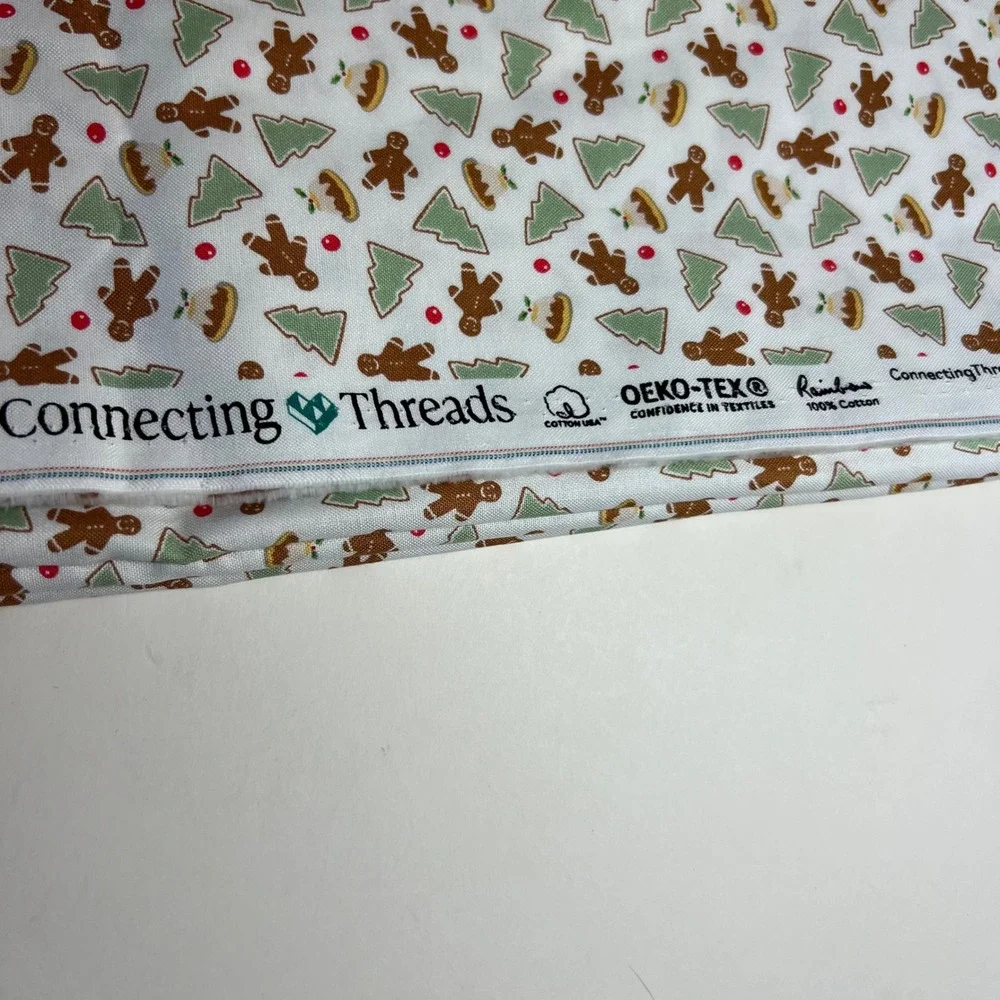 Connecting Threads Gingerbread & Holly Cotton Fabric 44x1yd Christmas N7141